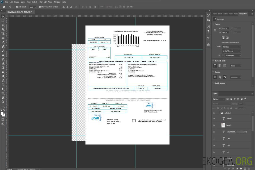 Modèle de facture d'eau pour les entreprises de Géorgie RWC aux formats Word et PDF1 template